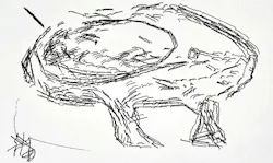 Ai-Da robot's sketch of a studio/house