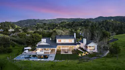Aerial of a completed home renovation in west marin, california