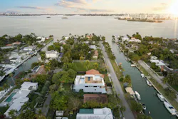 Aerial of Casa Vanda home on the Miami waterfront