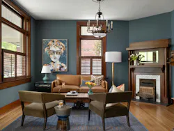 Living room with fireplace
