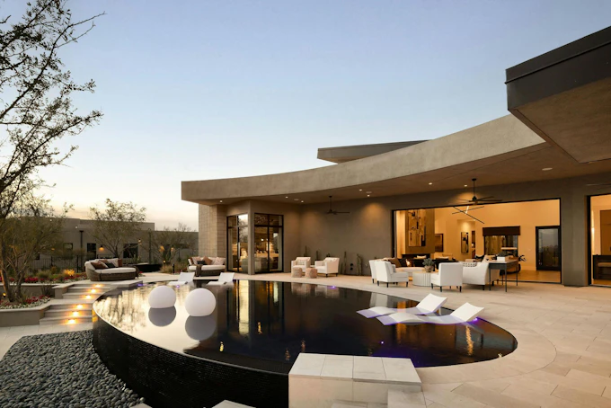 Side view of patio and home