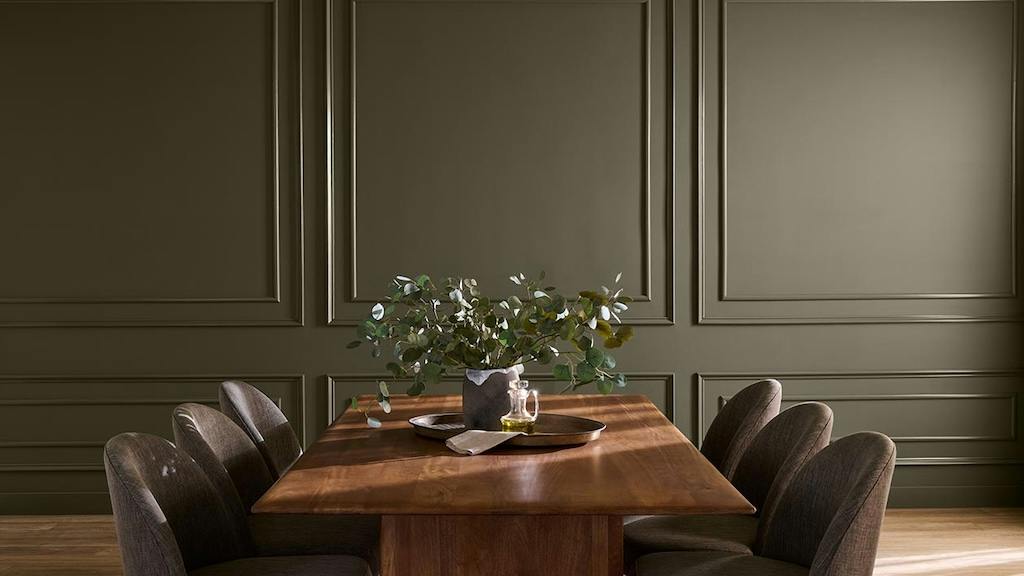 Behr's selection for Color of the Year is an olive green with brown undertones.