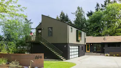 This above-garage ADU features a series of designer products to bring the homeonwers' vision of a fun and functional guest retreat to life.
